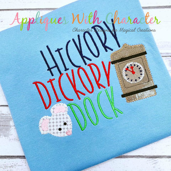 Hickory Dickory Dock Nursery Rhyme ZZ Applique Design