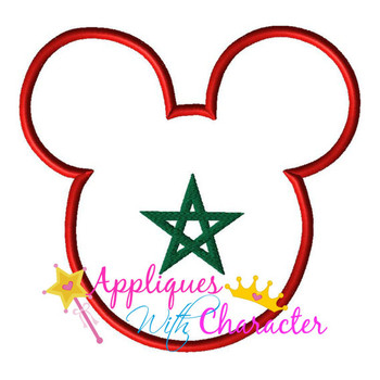Morocco Morrocan Flag Mr Mouse Head Epcot Applique Design