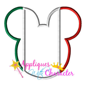 Mexico Italy Flag Mr Mouse Head Epcot Applique Design