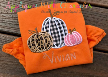 Three Pumpkin Applique Embroidery Design