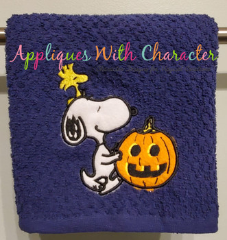 Snoopy Woodstock Pumpkin Fun Applique Design