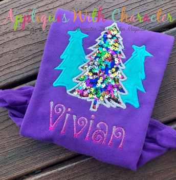 Three Trees Christmas Applique Embroidery Design