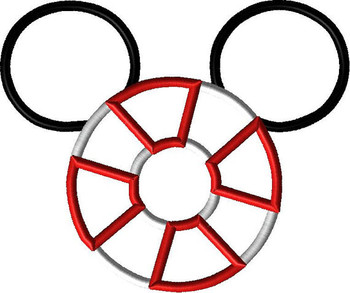 Life Preserver Cruise Mickey Mouse Ears Applique Design