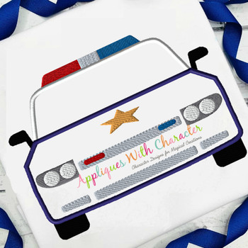 Police Car Satin Stitch Applique Design
