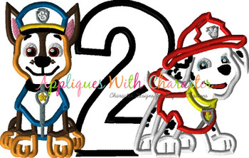 Pup Patrol Marshill Chasie Two Applique Design