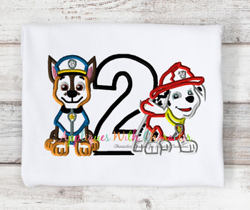 Paw Marshall Chase Patrol Two Applique Design