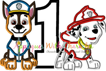 Pup Patrol Marshill Chasie One Applique Design