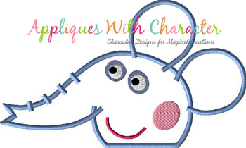 Pepper Pig Emily Elephant Peeker Applique Design