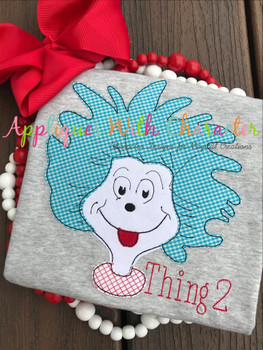 Dr. Seuss Thing 2 Bean Stitch Applique Design