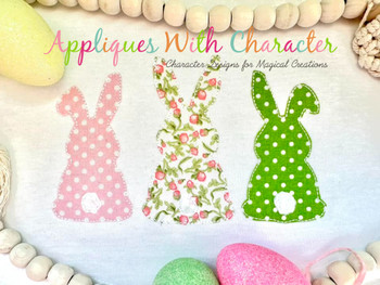 Three Bunnies Bean Stitch Applique Design