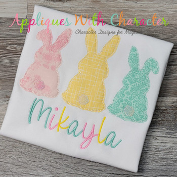 Three Bunnies Bean Stitch Applique Design