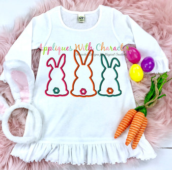 Three Bunnies Satin Stitch Applique Design