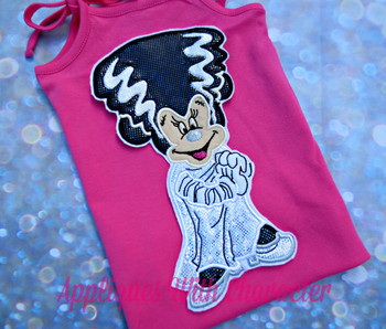 Halloween Minnie Mouse Frankenstein Applique Design
