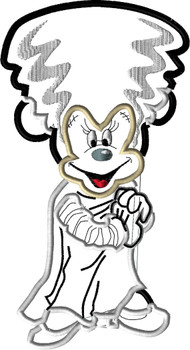 Halloween Minnie Mouse Frankenstein Applique Design