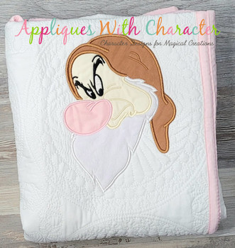Snow Girl Grumpy Dwarf Full Face Applique Design