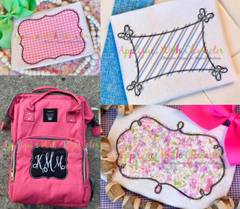 Name or Monogram Frames Set 1 Bean Stitch Applique Designs