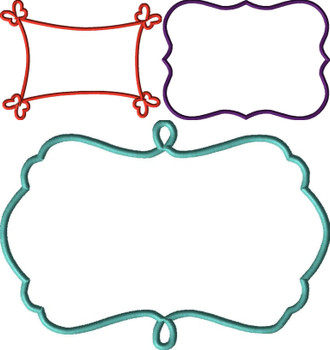 Name or Monogram Frames Set 1 Satin Stitch Applique Designs