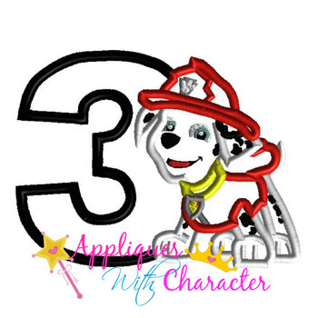 Pup Patrol Marshill Three Applique Design