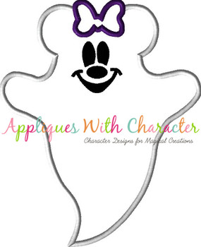 Ms. Mouse Ghost Satin Stitch Applique Design