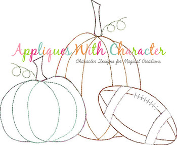 Three Pumpkin Football Bean Stitch Design