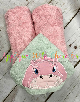 Hippopotamus Peeker Applique Design