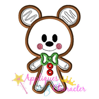 Gingerbread Mickey and Minnie Cookie Applique Design Set