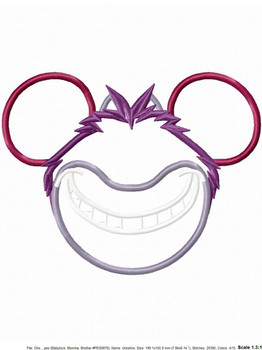 Cheshire Cat Mickey Mouse Head Applique Design
