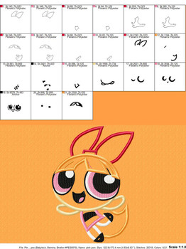 Powerpuff Girl Blossom Applique Embroidery Design