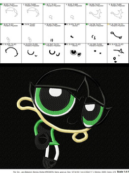 Puffy Power Buttercup Girl Applique Design