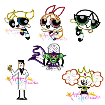 Powerpuff Girl Applique Embroidery Design Set
