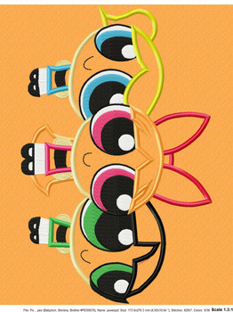 Puffy Power Girl Trio Applique Design