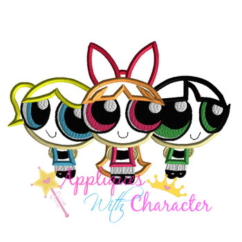 Powerpuff Girls Trio Applique Embroidery Design