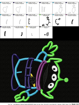 Toy Story Alien Toy Applique Design
