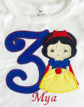 Snow White Cutie Number Three Applique Design