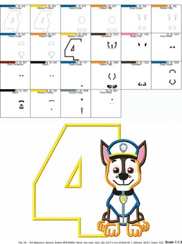 Paw Patrol Chase Three Applique Embroidery Design