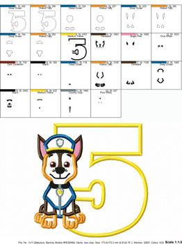Paw Chasie Patrol Pup Five Applique Design