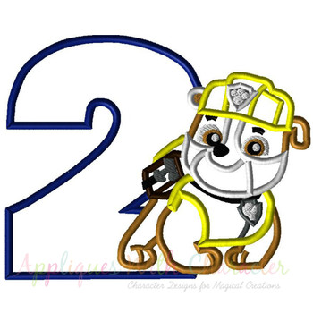 Paw Patrol Rubble Number Two Applique Design