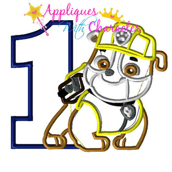 Paw Patrol Rubble Number ONE Applique Design