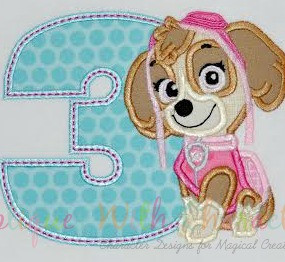 Pup Patrol Skye Three Applique 
