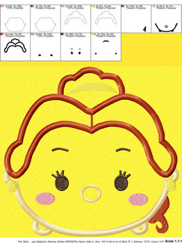 Beauty Bella Tsum Tsum Applique Embroidery Design