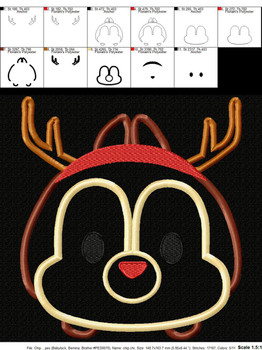 Christmas Chip Tsum Tsum Applique Design