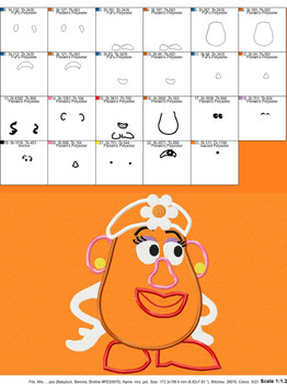Toy Story Mrs. Potato Head Toy Applique Design