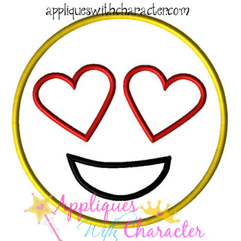 Heart Eyes Love Emoji Applique Embroidery Design