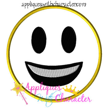 Smiling Emoji Applique Embroidery Design