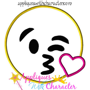 Kiss Heart Emoji Applique Embroidery Design