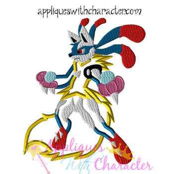 Lucario Pokemon Applique Embroidery Design