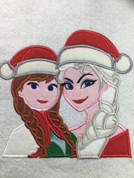 Frozen Elsa and Anna Christmas Applique Design