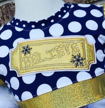 Polar Express Believe Ticket Applique Design