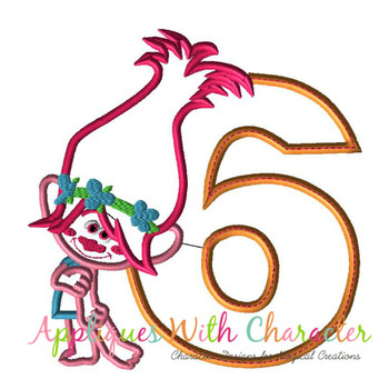 Trolls Poppy Number Six Applique Design Set