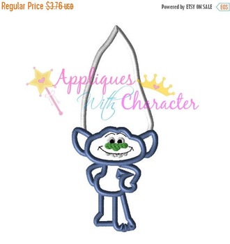 Troll Movie Blue Guy Diamond Applique Embroidery Machine Design 